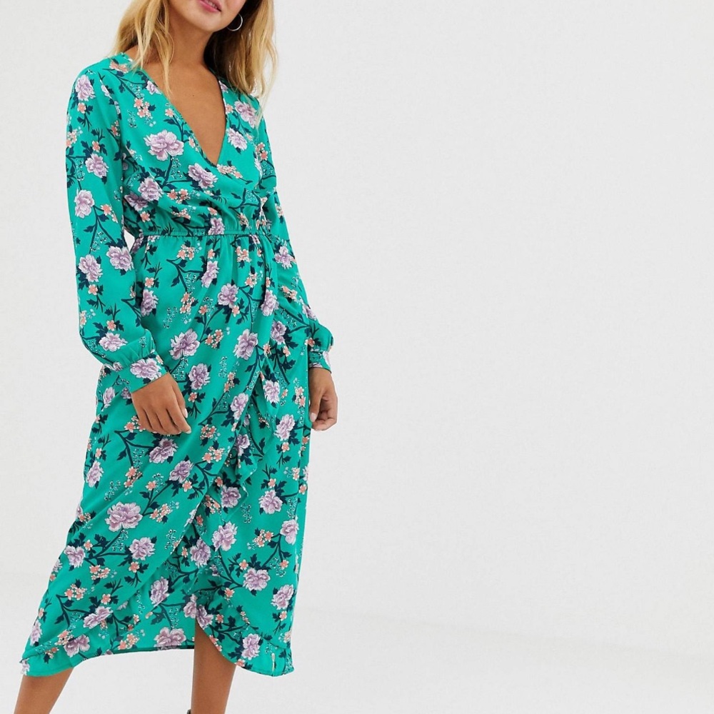ASOS Influence Floral print wrap dress - Picture 2 of 10